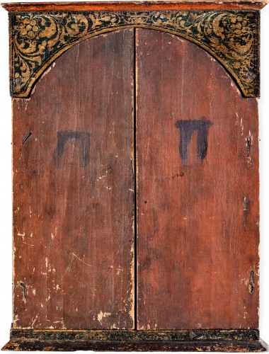 Antiquités - Triptyque Grec dans tabernacle représentant le « Deesis » XVIIe siècle